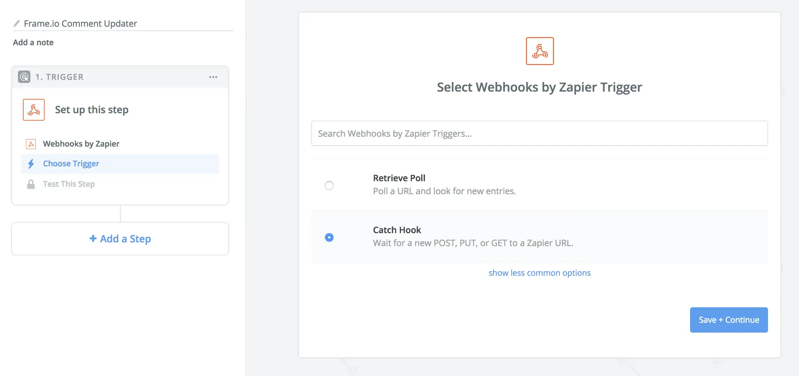 Выбор триггера в Zapier